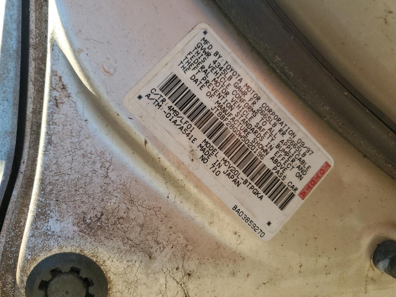 1998 Lexus Es 300 VIN: JT8BF28G0W5020196 Lot: 91077155