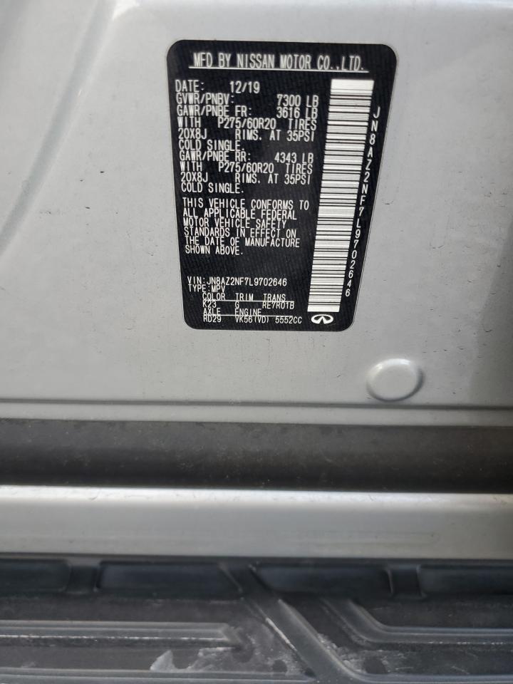 2020 Infiniti Qx80 Luxe VIN: JN8AZ2NF7L9702646 Lot: 93222575