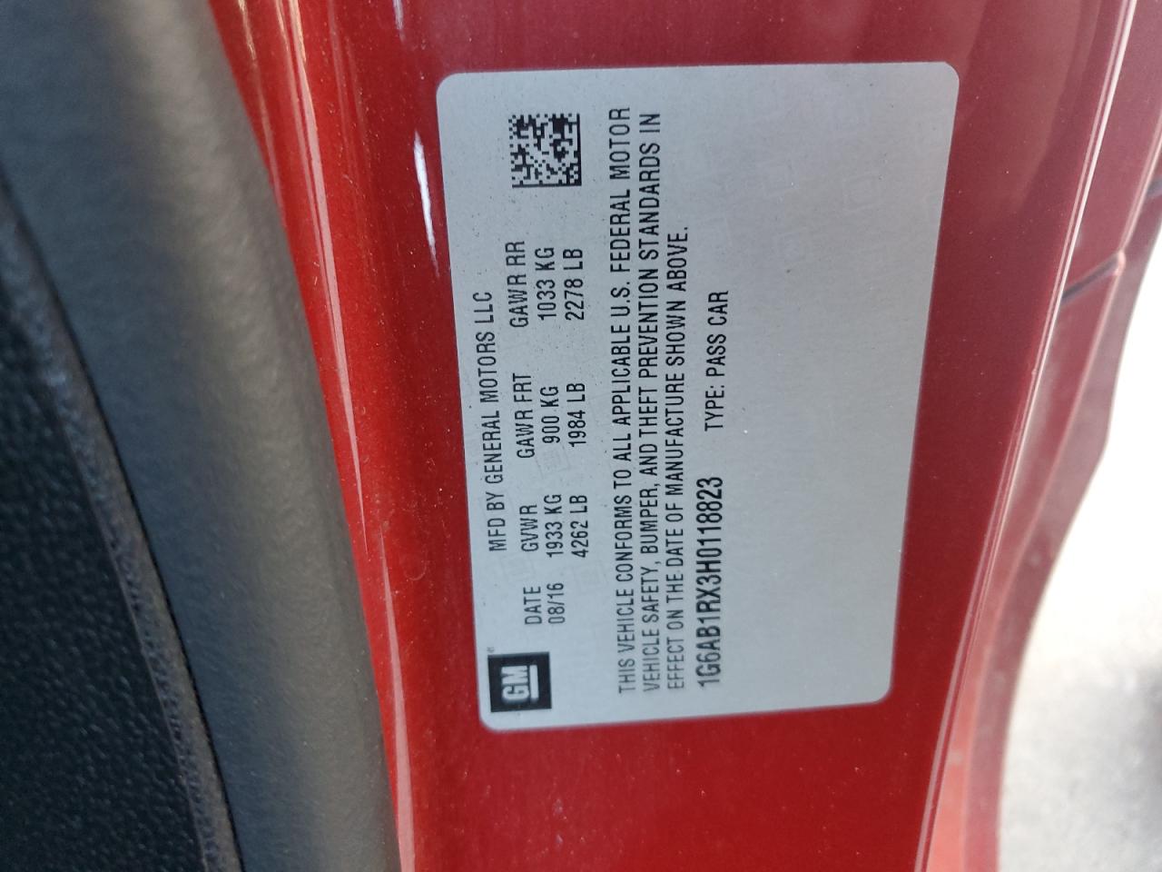 2017 Cadillac Ats Luxury VIN: 1G6AB1RX3H0118823 Lot: 91249275