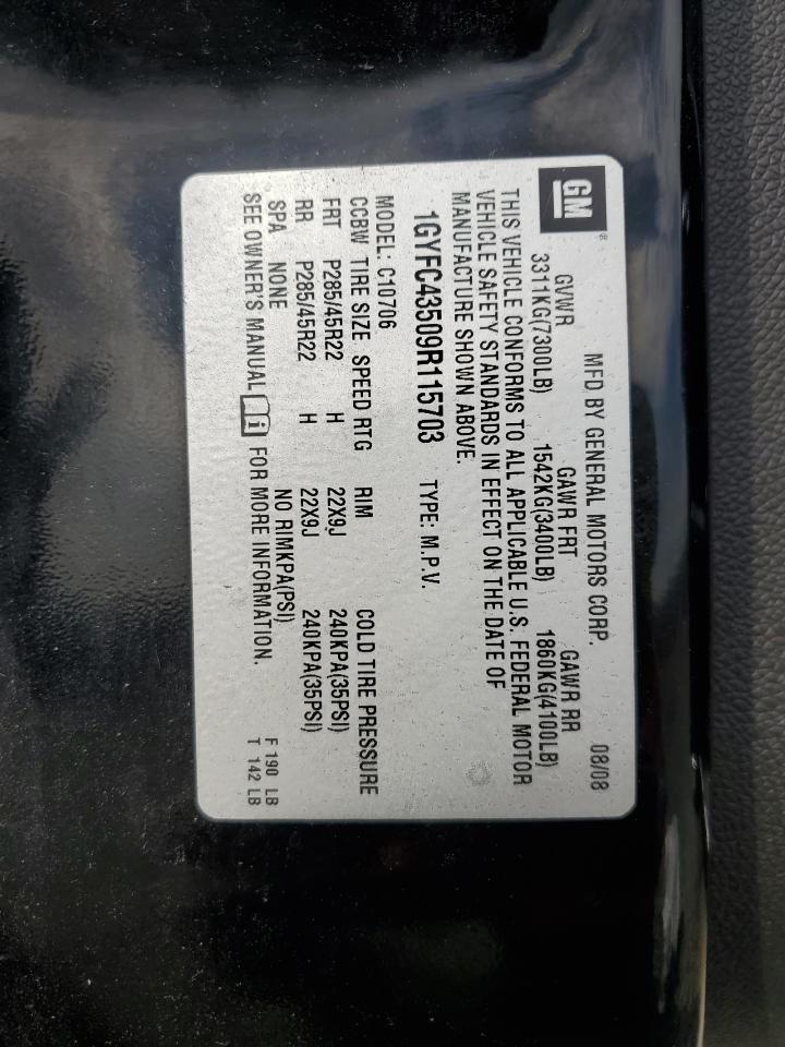 2009 Cadillac Escalade Hybrid VIN: 1GYFC43509R115703 Lot: 91709475