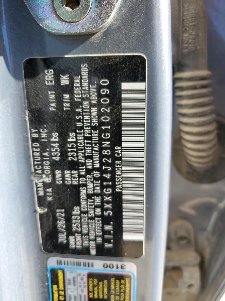 2022 Kia K5 Lxs VIN: 5XXG14J28NG102090 Lot: 92618975