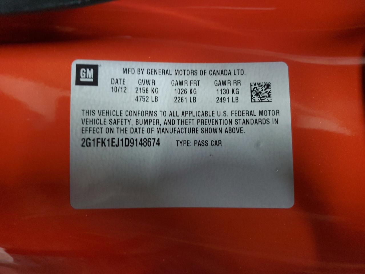 2013 Chevrolet Camaro 2Ss VIN: 2G1FK1EJ1D9148674 Lot: 92252455