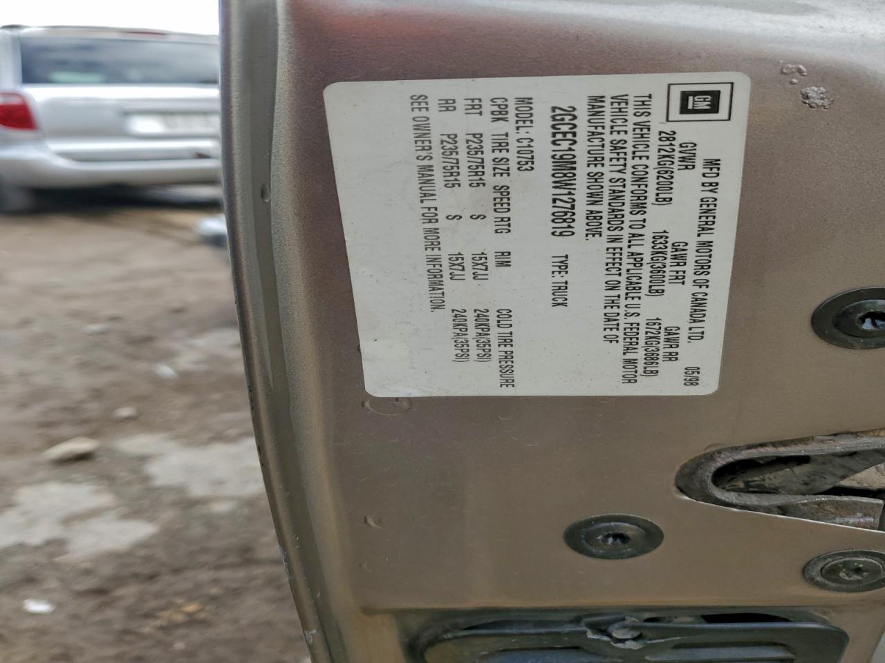 1998 Chevrolet Gmt-400 C1500 VIN: 2GCEC19M8W1276819 Lot: 92397505