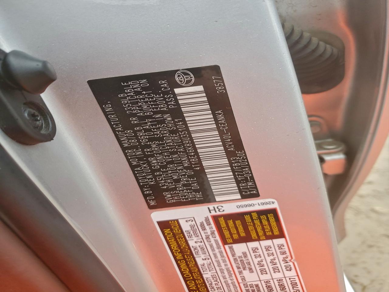 2009 Toyota Camry Base VIN: 4T1BE46K89U351041 Lot: 93750925