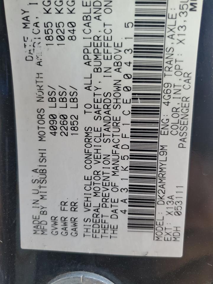 2012 Mitsubishi Eclipse Gs Sport VIN: 4A31K5DF1CE004315 Lot: 90390165