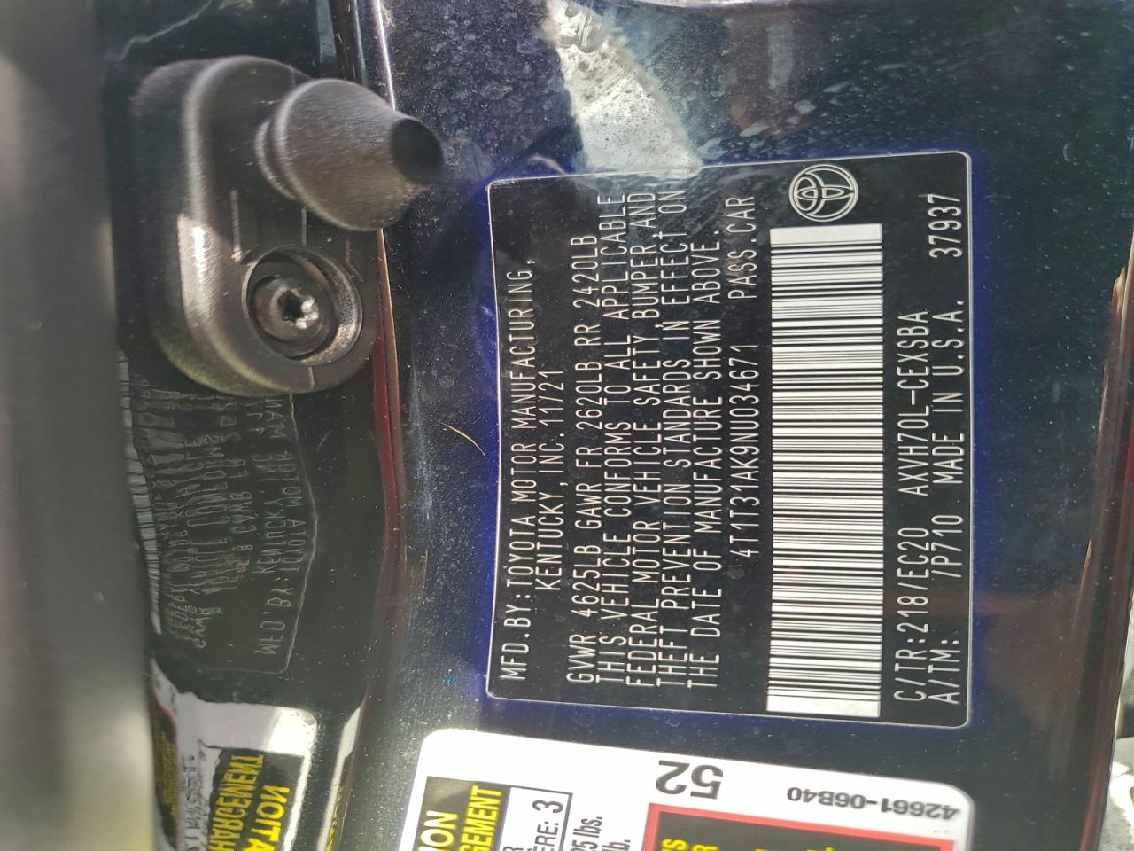 2022 Toyota Camry Night Shade VIN: 4T1T31AK9NU034671 Lot: 85415375