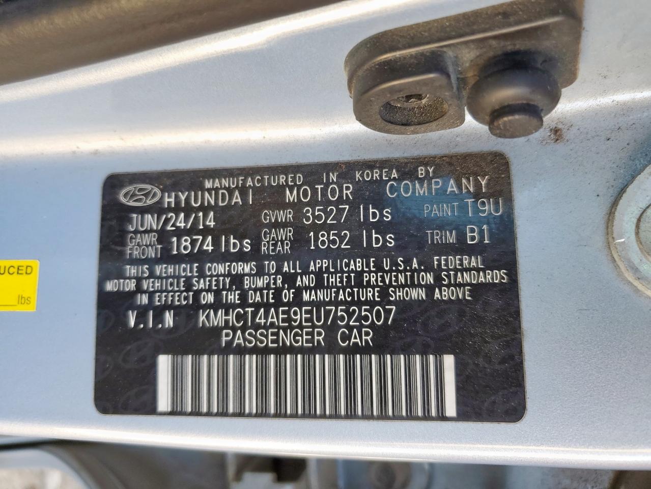 2014 Hyundai Accent Gls VIN: KMHCT4AE9EU752507 Lot: 91904045