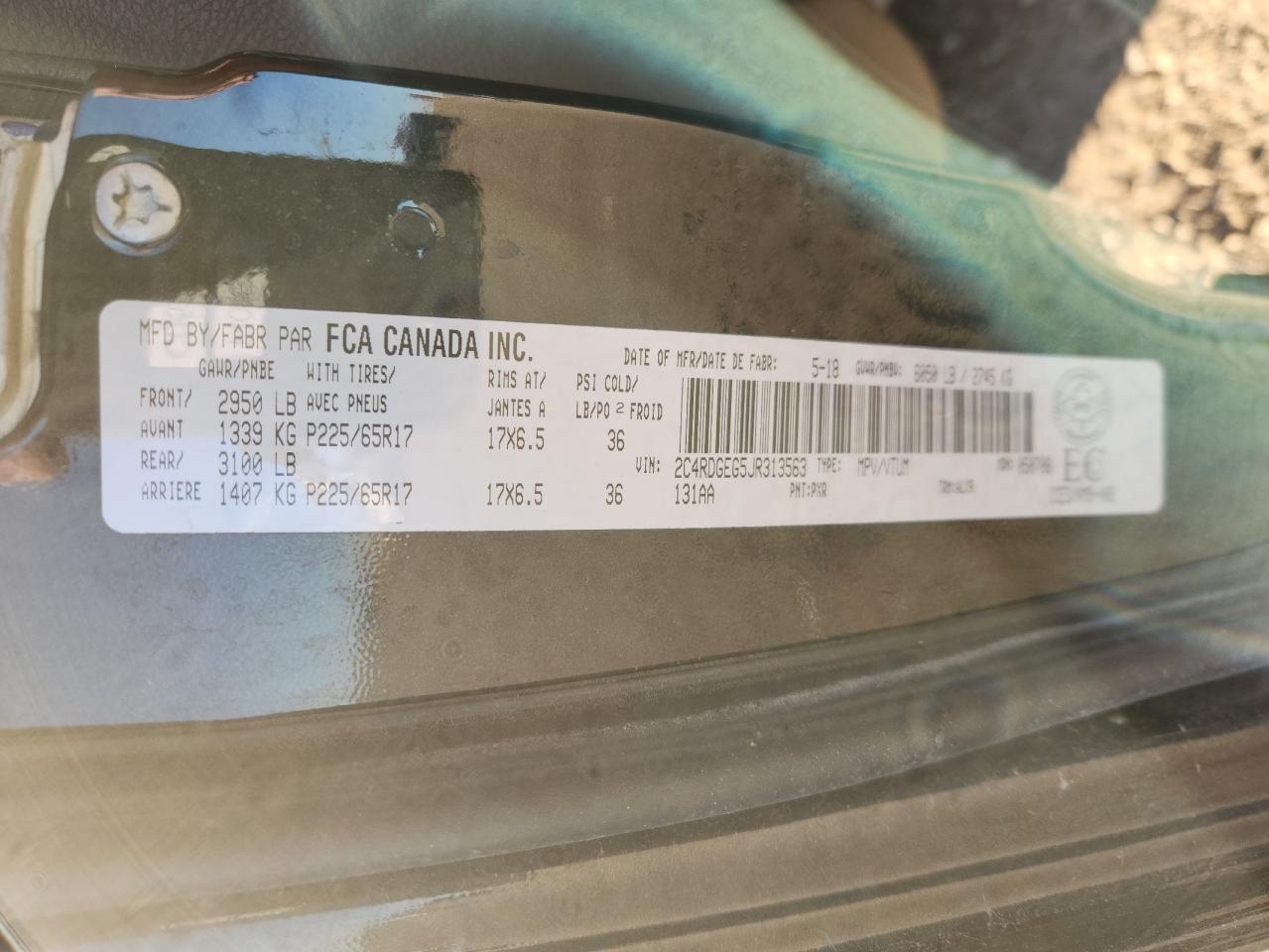 2018 Dodge Grand Caravan Gt VIN: 2C4RDGEG5JR313563 Lot: 90568945