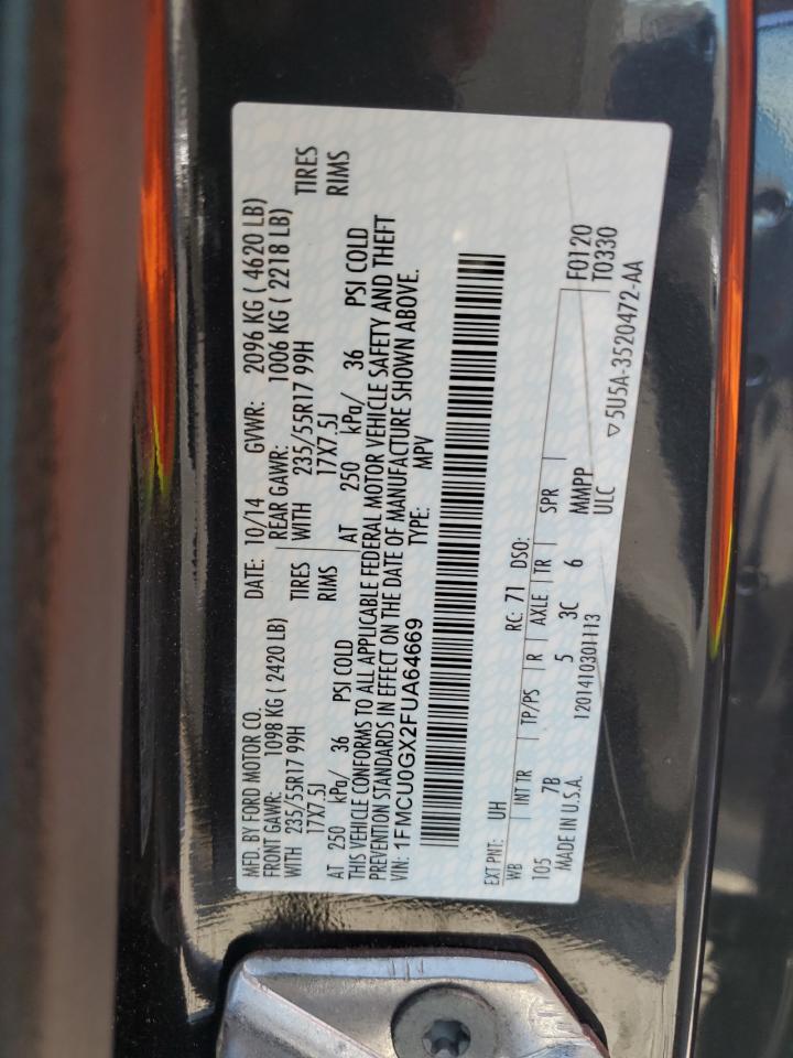 2015 Ford Escape Se VIN: 1FMCU0GX2FUA64669 Lot: 93403255