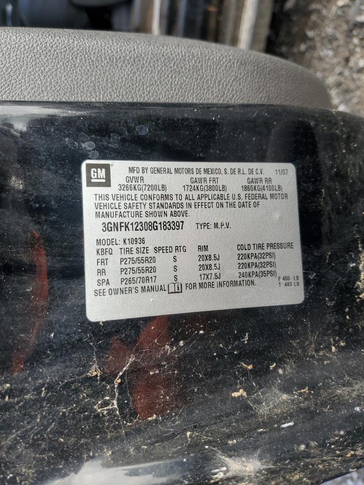 2008 Chevrolet Avalanche K1500 VIN: 3GNFK12308G183397 Lot: 93527125