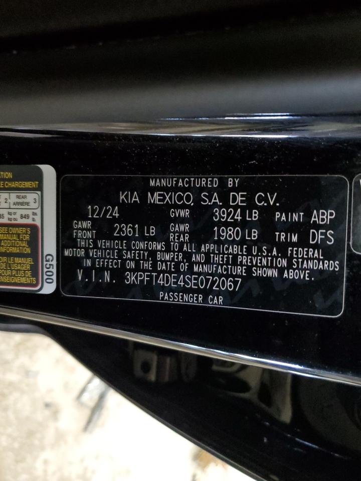 2025 Kia K4 Lx VIN: 3KPFT4DE4SE072067 Lot: 92823495
