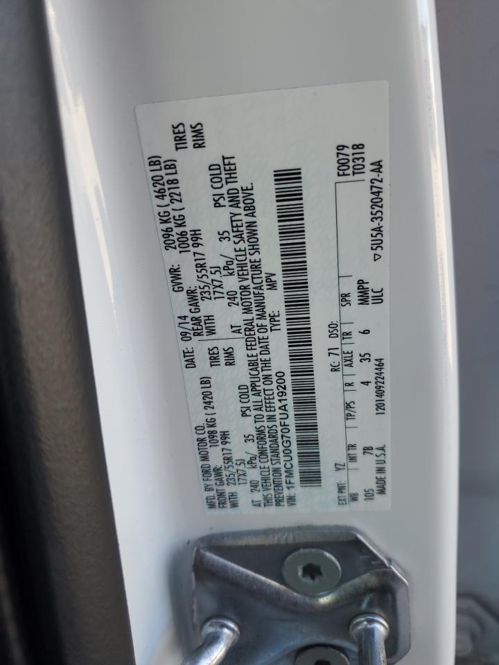 2015 Ford Escape Se VIN: 1FMCU0G70FUA19200 Lot: 91816305