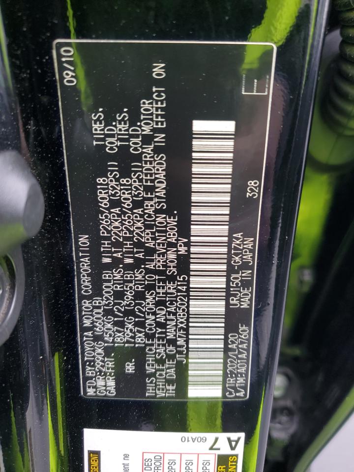 2011 Lexus Gx 460 Premium VIN: JTJJM7FXXB5021415 Lot: 91127755