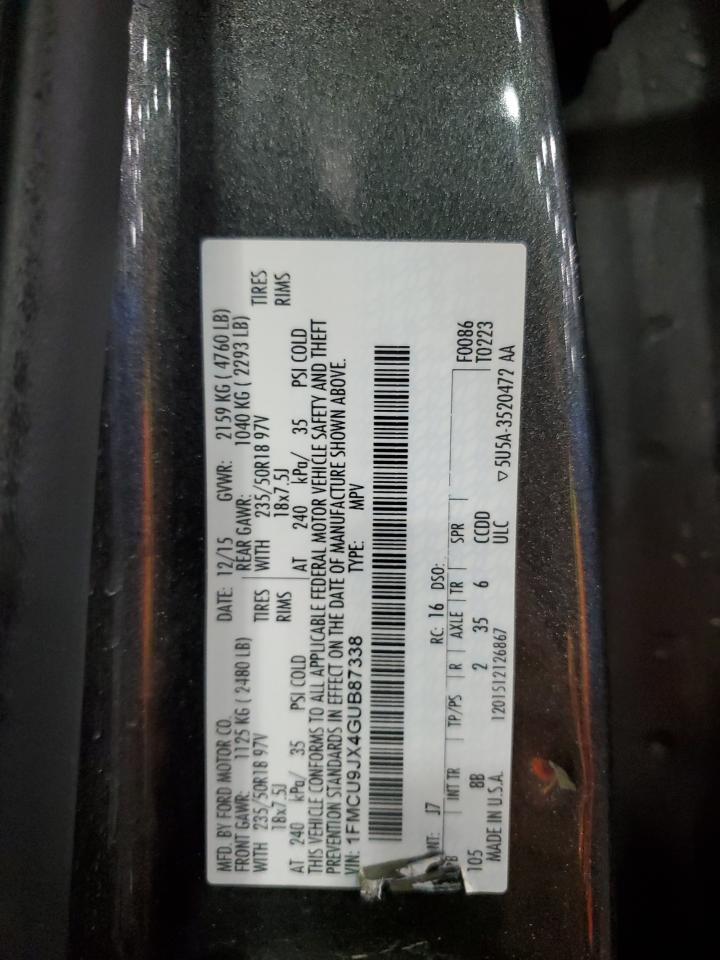 2016 Ford Escape Titanium VIN: 1FMCU9JX4GUB87338 Lot: 91311525