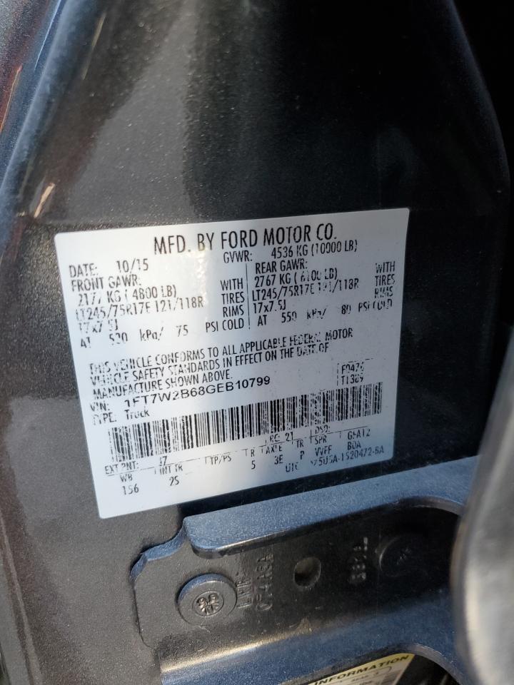 2016 Ford F250 Super Duty VIN: 1FT7W2B68GEB10799 Lot: 93037745