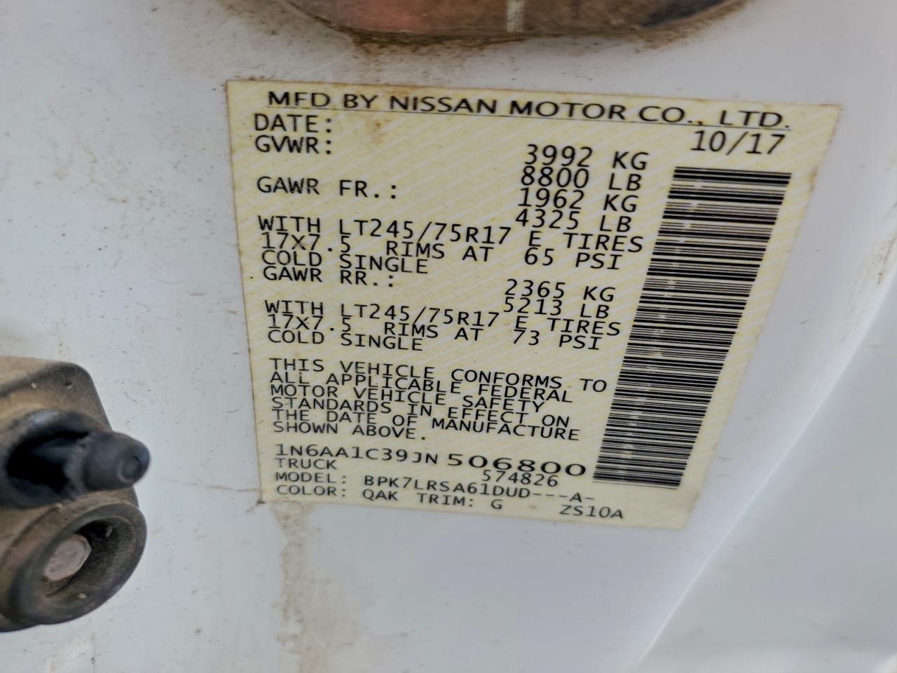 2018 Nissan Titan Xd S VIN: 1N6AA1C39JN506800 Lot: 94104065