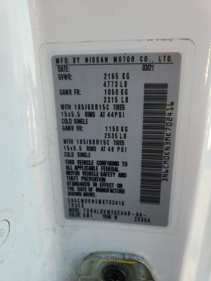 2021 Nissan Nv200 Delivery Van VIN: 3N6CM0KN3MK702416 Lot: 82756995