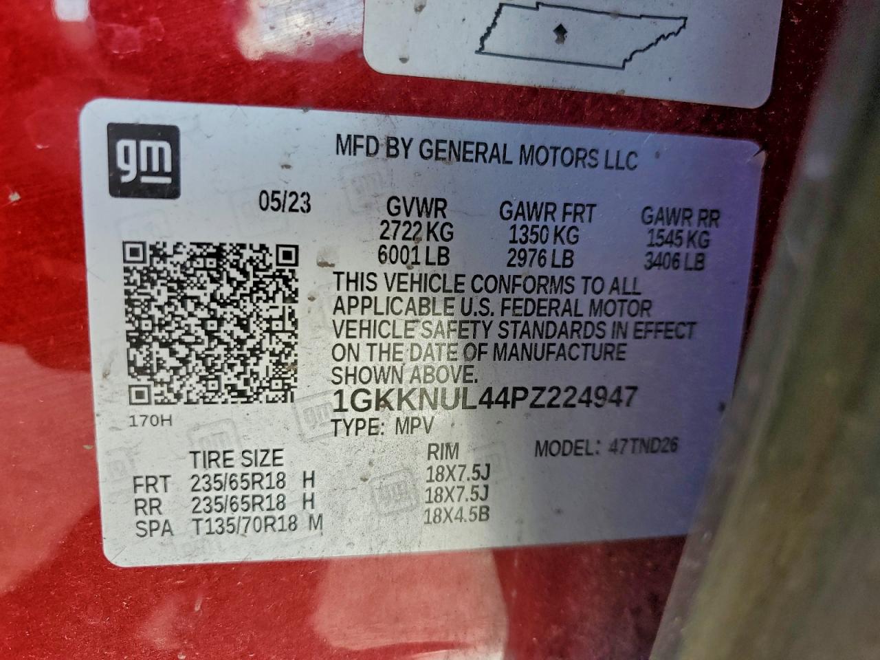 2023 GMC Acadia Slt VIN: 1GKKNUL44PZ224947 Lot: 93670755