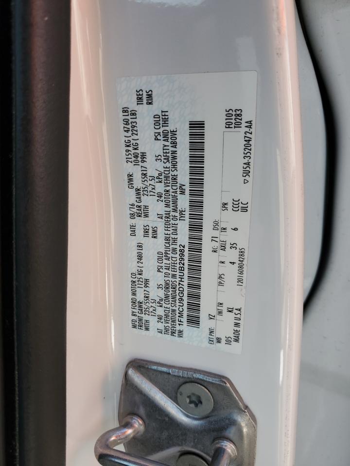 2017 Ford Escape Se VIN: 1FMCU9GD7HUB29982 Lot: 92103015