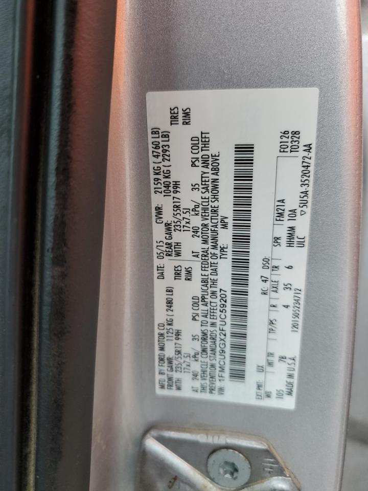 2015 Ford Escape Se VIN: 1FMCU9GX2FUC59207 Lot: 93706085