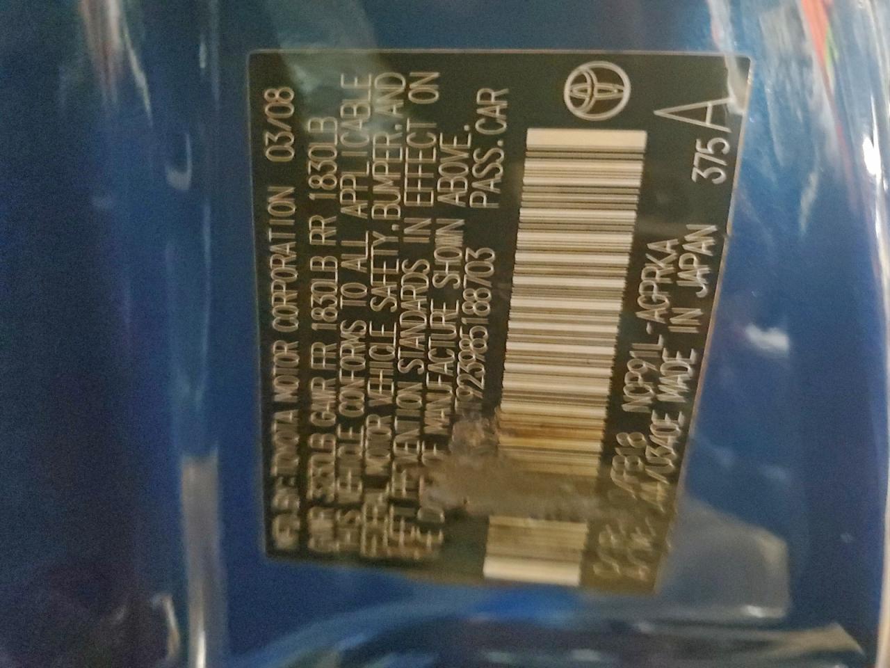 2008 Toyota Yaris VIN: JTDJT923985188703 Lot: 93898955