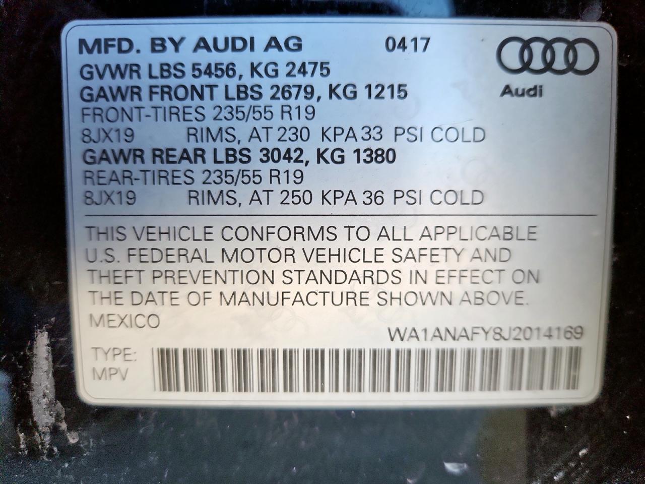 2018 Audi Q5 Premium VIN: WA1ANAFY8J2014169 Lot: 91771785