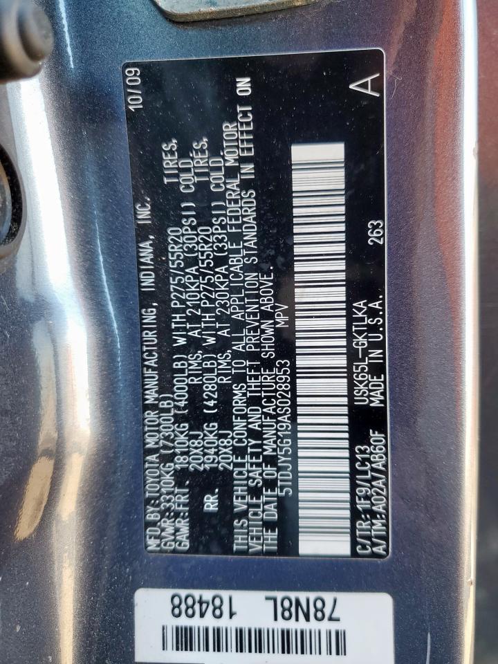 2010 Toyota Sequoia Limited VIN: 5TDJY5G19AS028953 Lot: 90576025