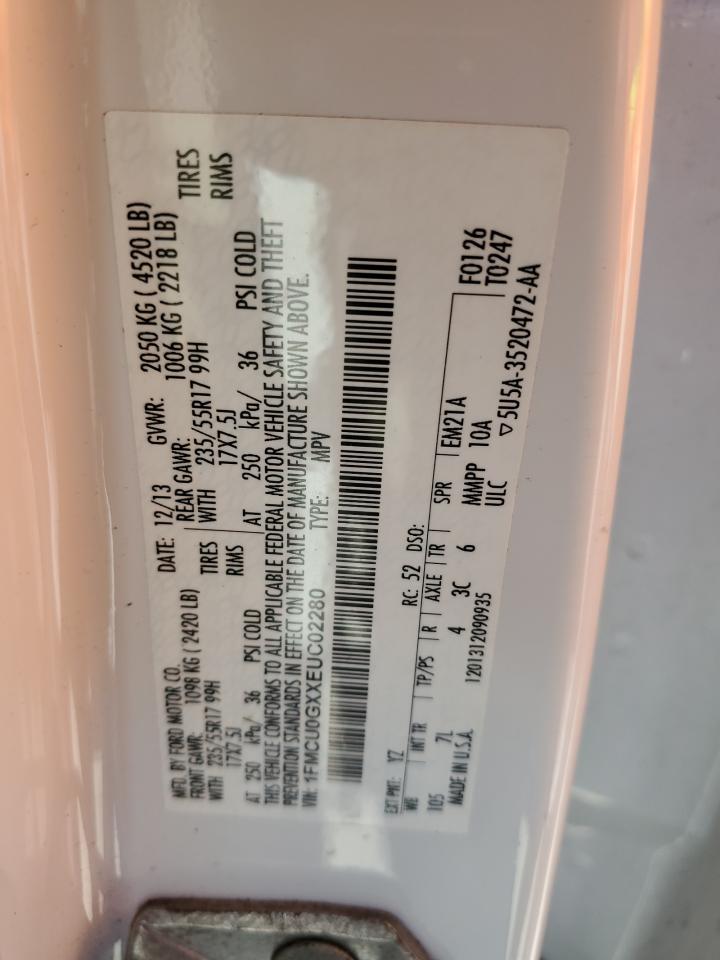 2014 Ford Escape Se VIN: 1FMCU0GXXEUC02280 Lot: 93517665