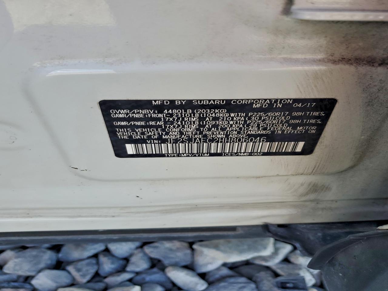 2017 Subaru Forester 2.5I Premium VIN: JF2SJAEC2HH806046 Lot: 94346875