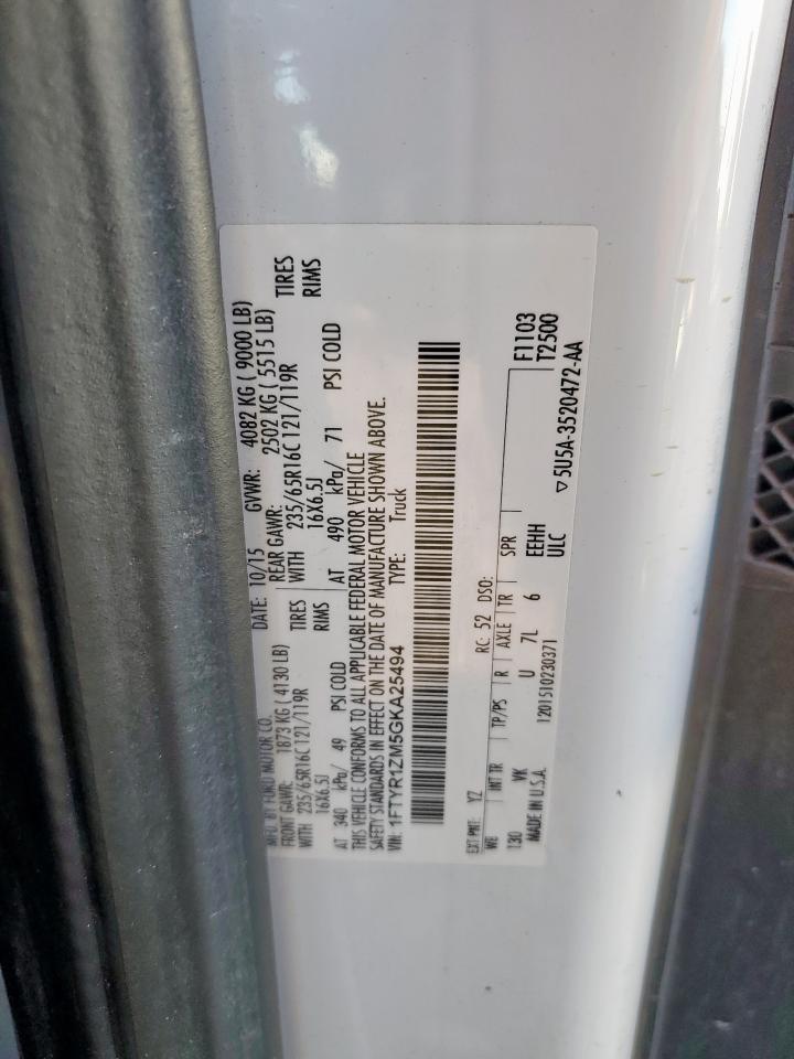 2016 Ford Transit 250 Delivery Van VIN: 1FTYR1ZM5GKA25494 Lot: 91211485