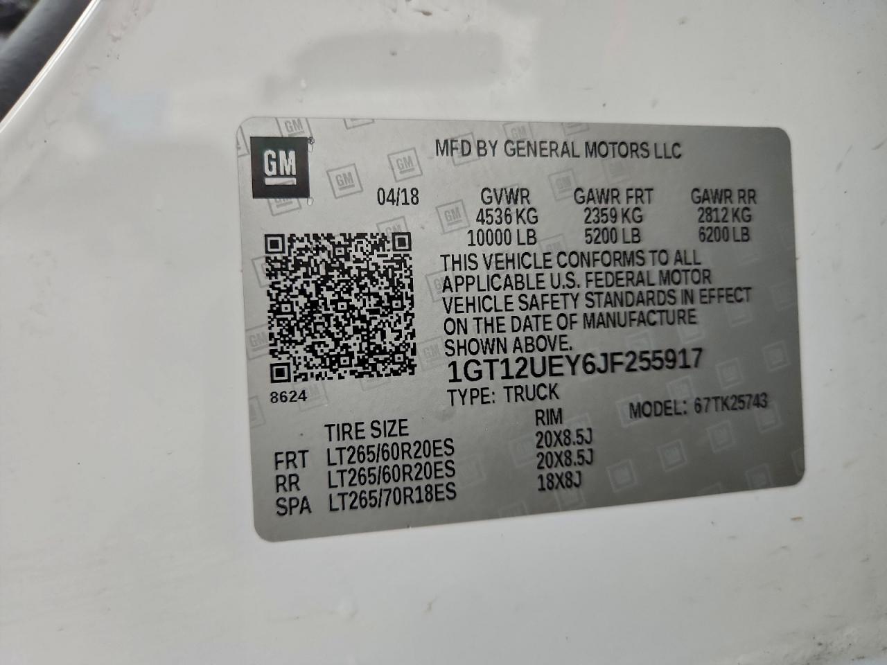 2018 GMC Sierra K2500 Denali VIN: 1GT12UEY6JF255917 Lot: 92451045
