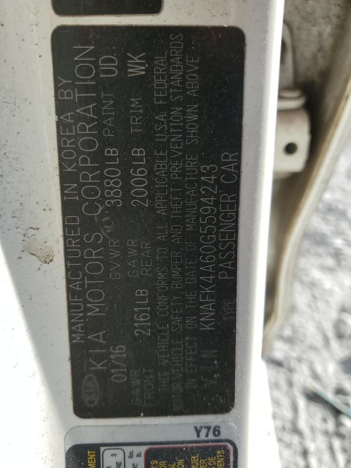 2016 Kia Forte Lx VIN: KNAFK4A60G5594243 Lot: 91272635