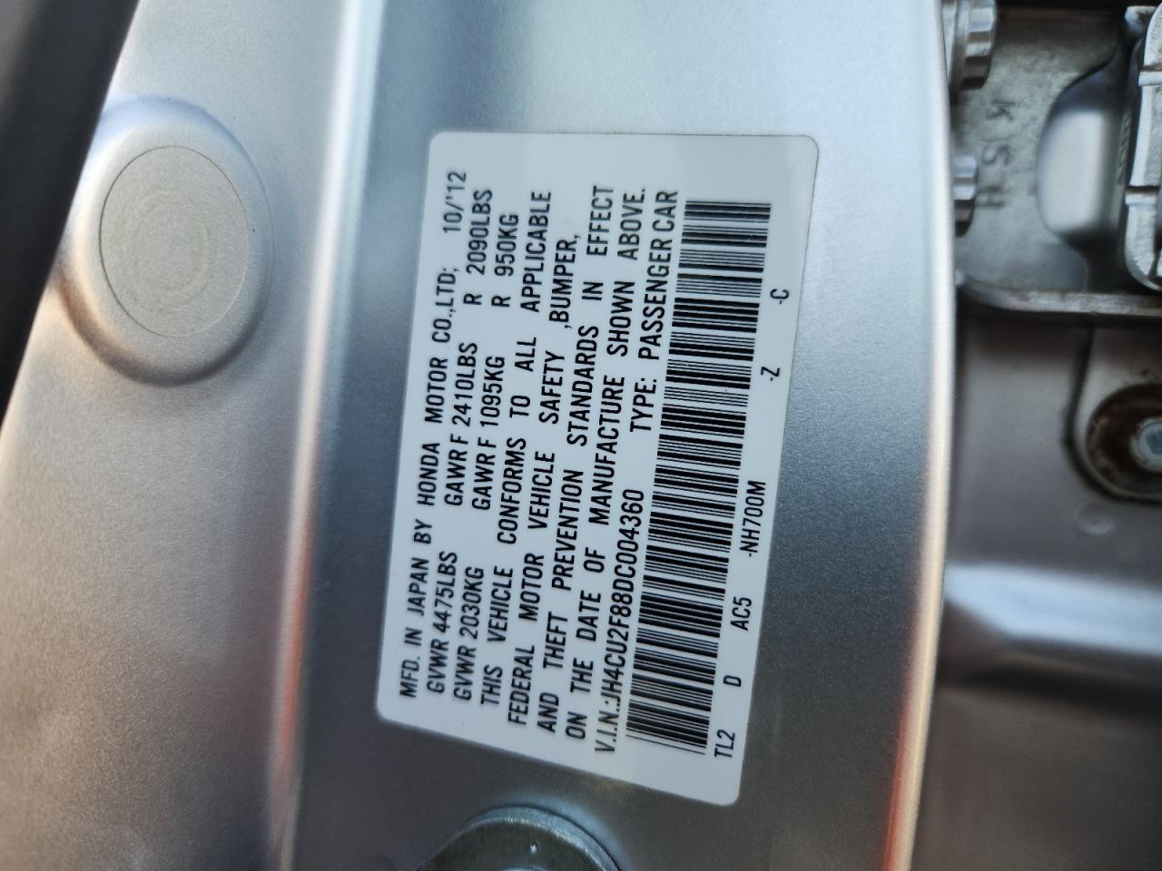 2013 Acura Tsx Se VIN: JH4CU2F88DC004360 Lot: 89844905