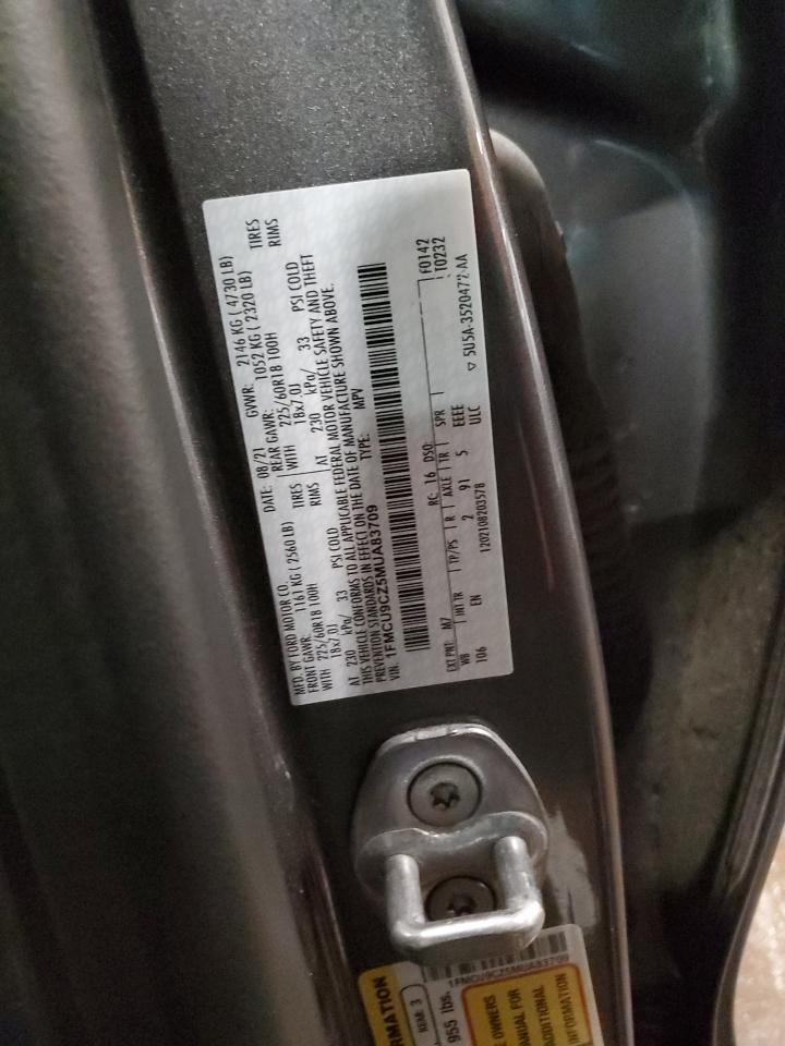 2021 Ford Escape Sel VIN: 1FMCU9CZ5MUA83709 Lot: 91808335