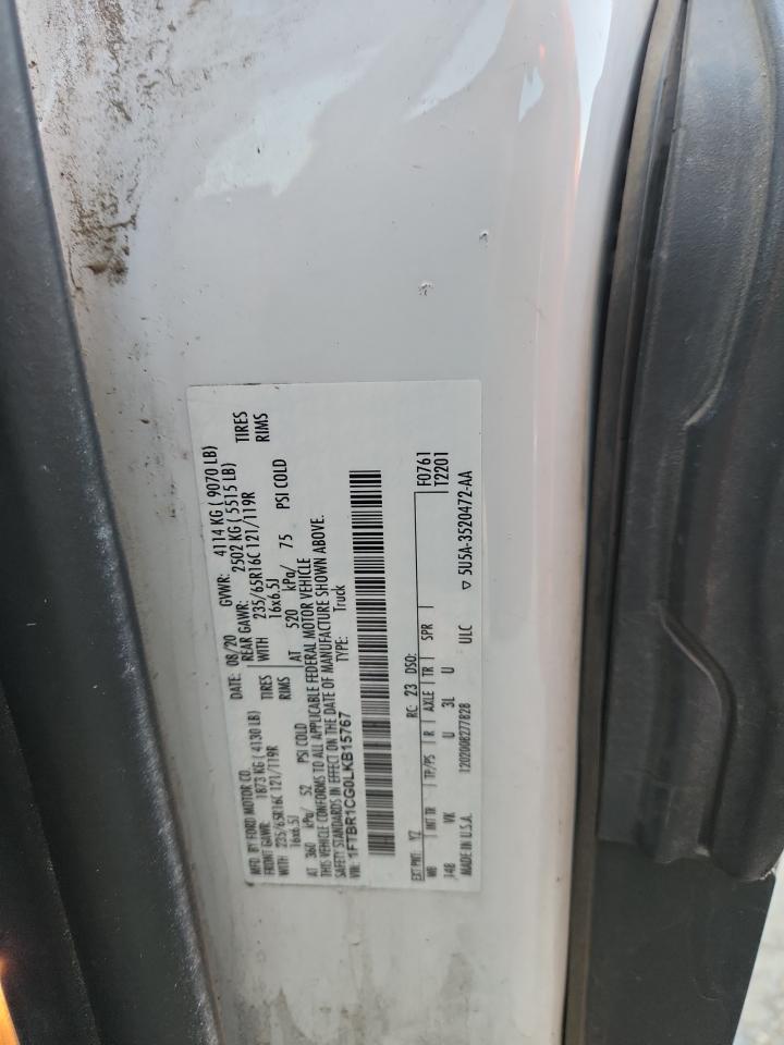 2020 Ford Transit T-250 VIN: 1FTBR1CG0LKB15767 Lot: 91783435