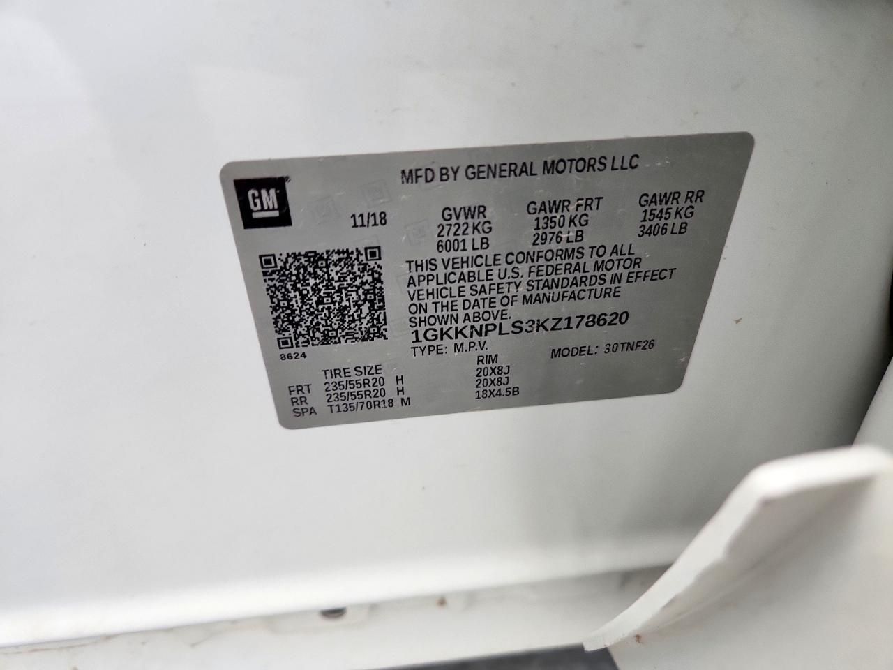 2019 GMC Acadia Denali VIN: 1GKKNPLS3KZ178620 Lot: 90514865