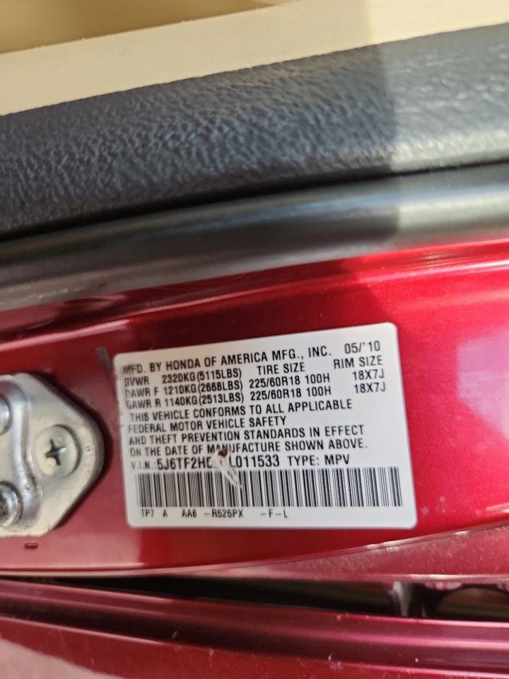 2010 Honda Accord Crosstour Exl VIN: 5J6TF2H59AL011533 Lot: 92882225