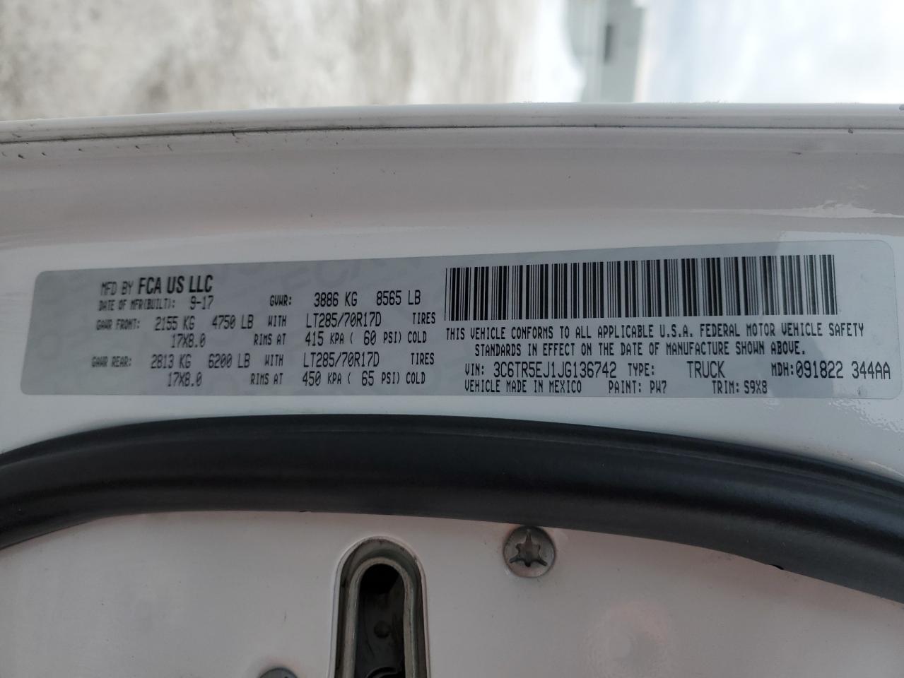 2018 Ram 2500 Powerwagon VIN: 3C6TR5EJ1JG136742 Lot: 92133795