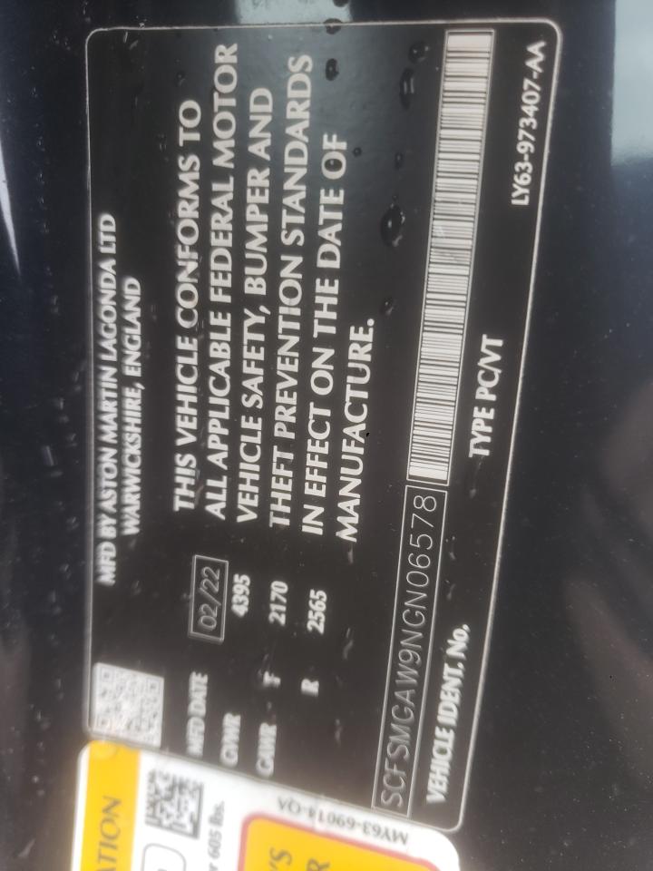 2022 Aston Martin Vantage VIN: SCFSMGAW9NGN06578 Lot: 91475955