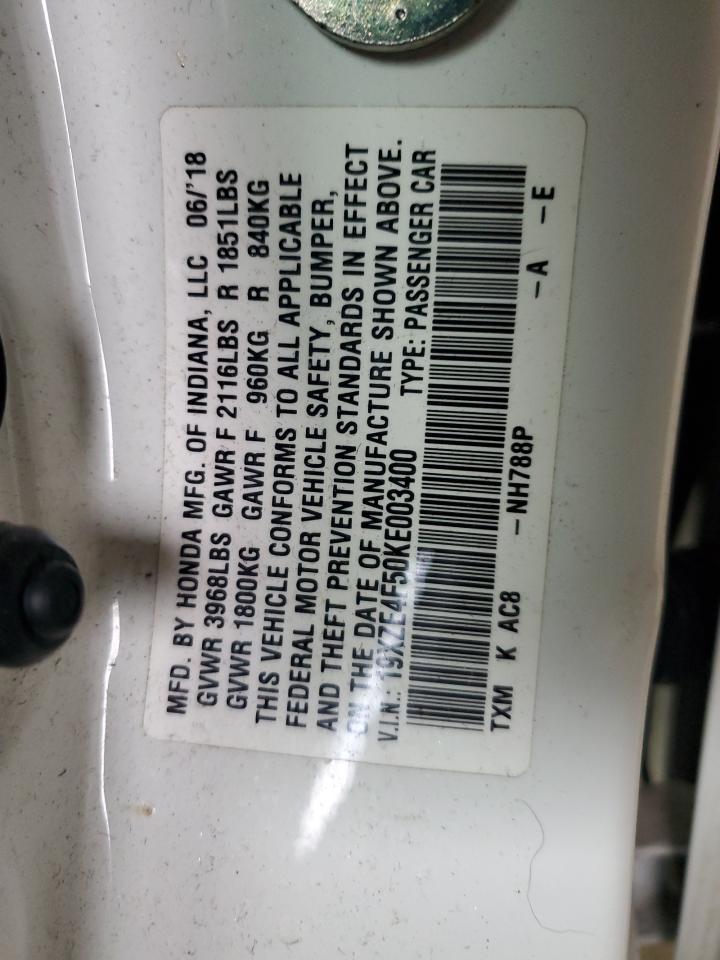 2019 Honda Insight Ex VIN: 19XZE4F50KE003400 Lot: 92135355