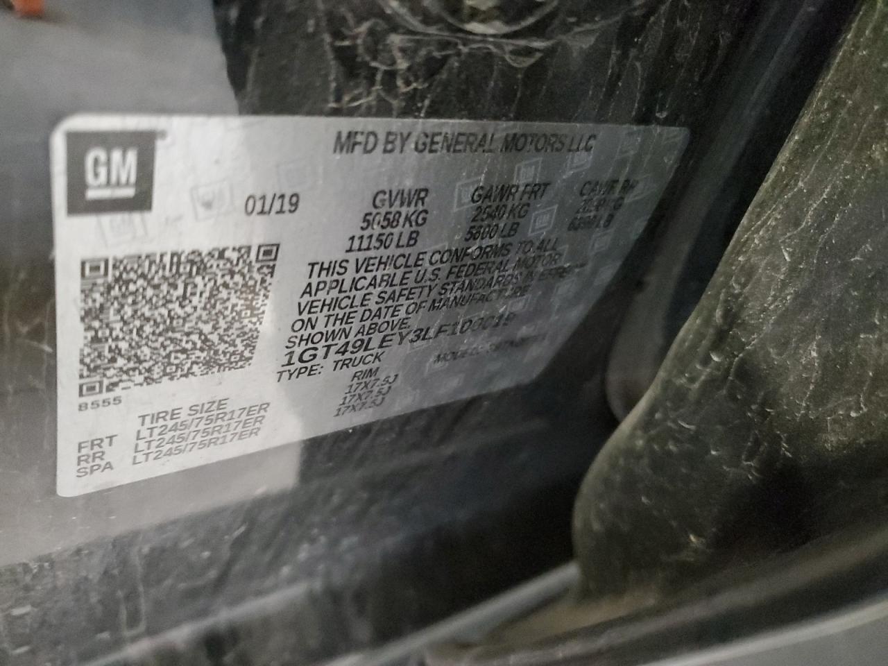 2020 GMC Sierra K2500 Heavy Duty VIN: 1GT49LEY3LF100019 Lot: 91496015