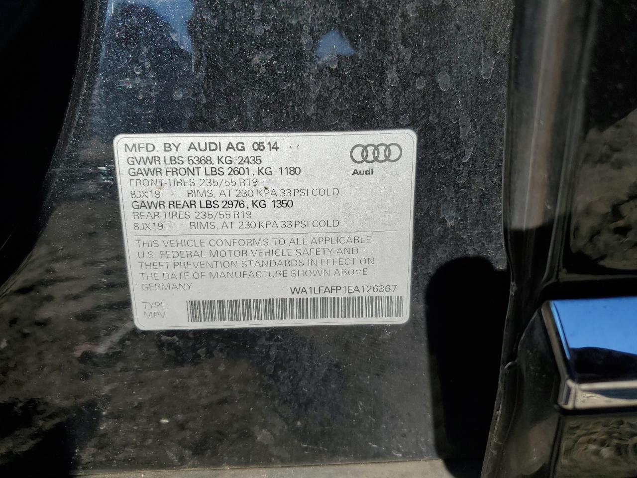 2014 Audi Q5 Premium Plus VIN: WA1LFAFP1EA126367 Lot: 93066945