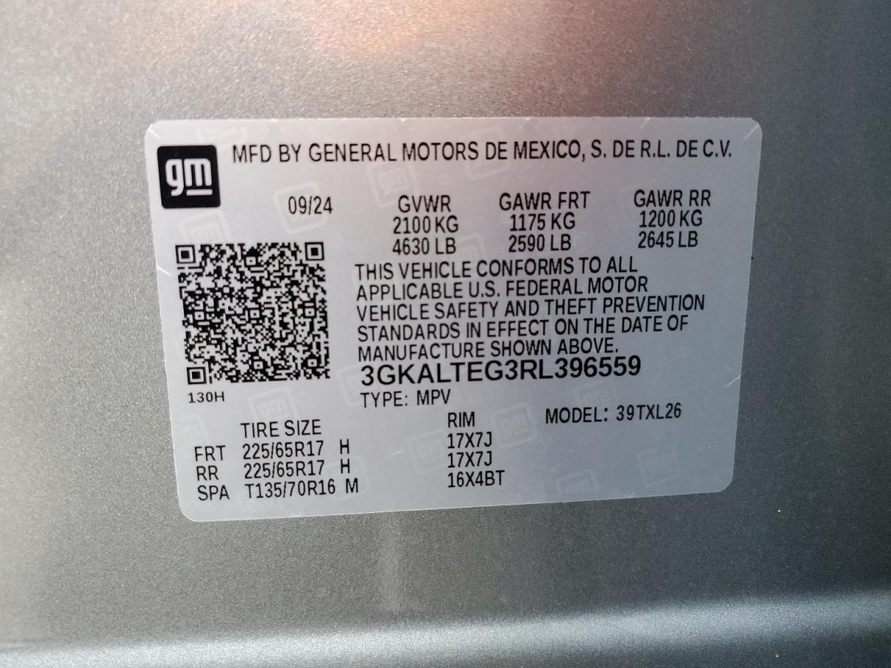 2024 GMC Terrain Sle VIN: 3GKALTEG3RL396559 Lot: 91073525