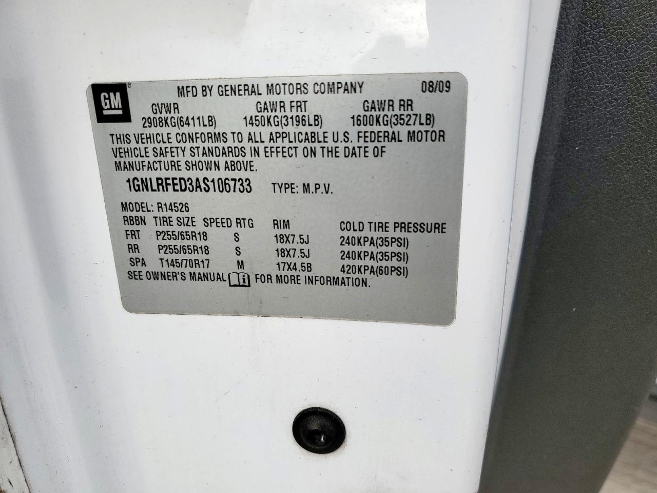 2010 Chevrolet Traverse Lt VIN: 1GNLRFED3AS106733 Lot: 93238745