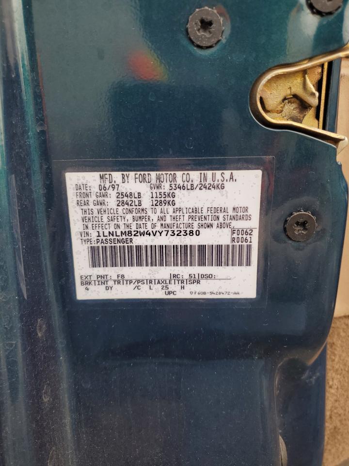 1997 Lincoln Town Car Signature VIN: 1LNLM82W4VY732380 Lot: 91482895