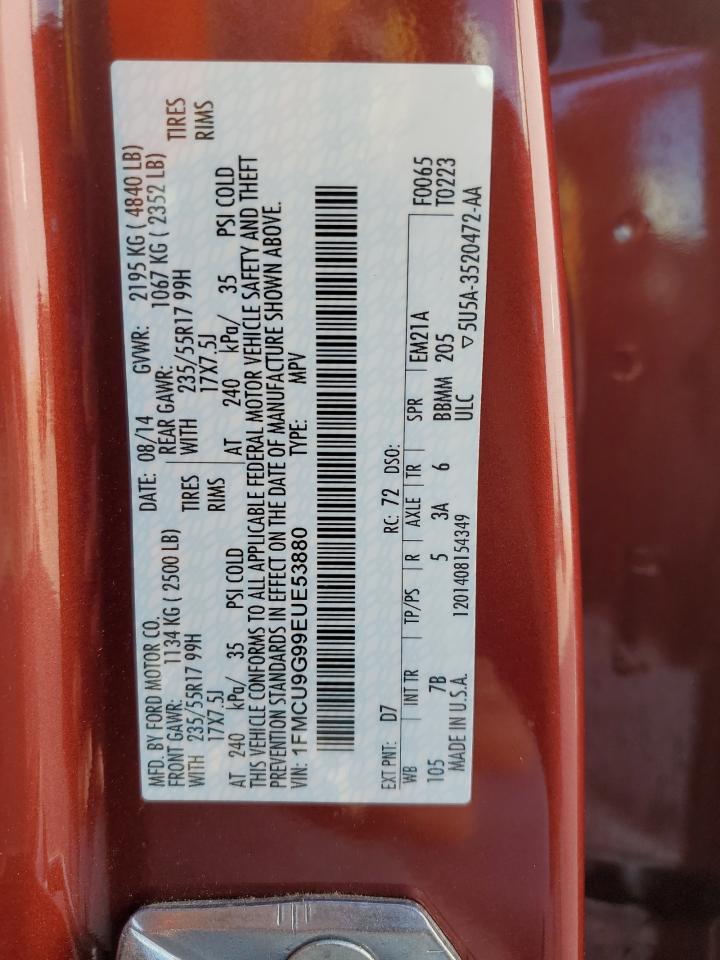 2014 Ford Escape Se VIN: 1FMCU9G99EUE53880 Lot: 91651825