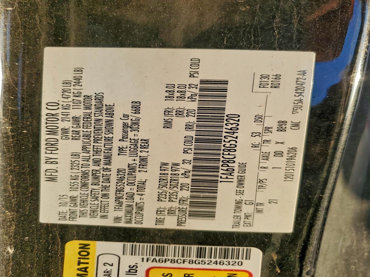 2016 Ford Mustang Gt VIN: 1FA6P8CF8G5246320 Lot: 90425035