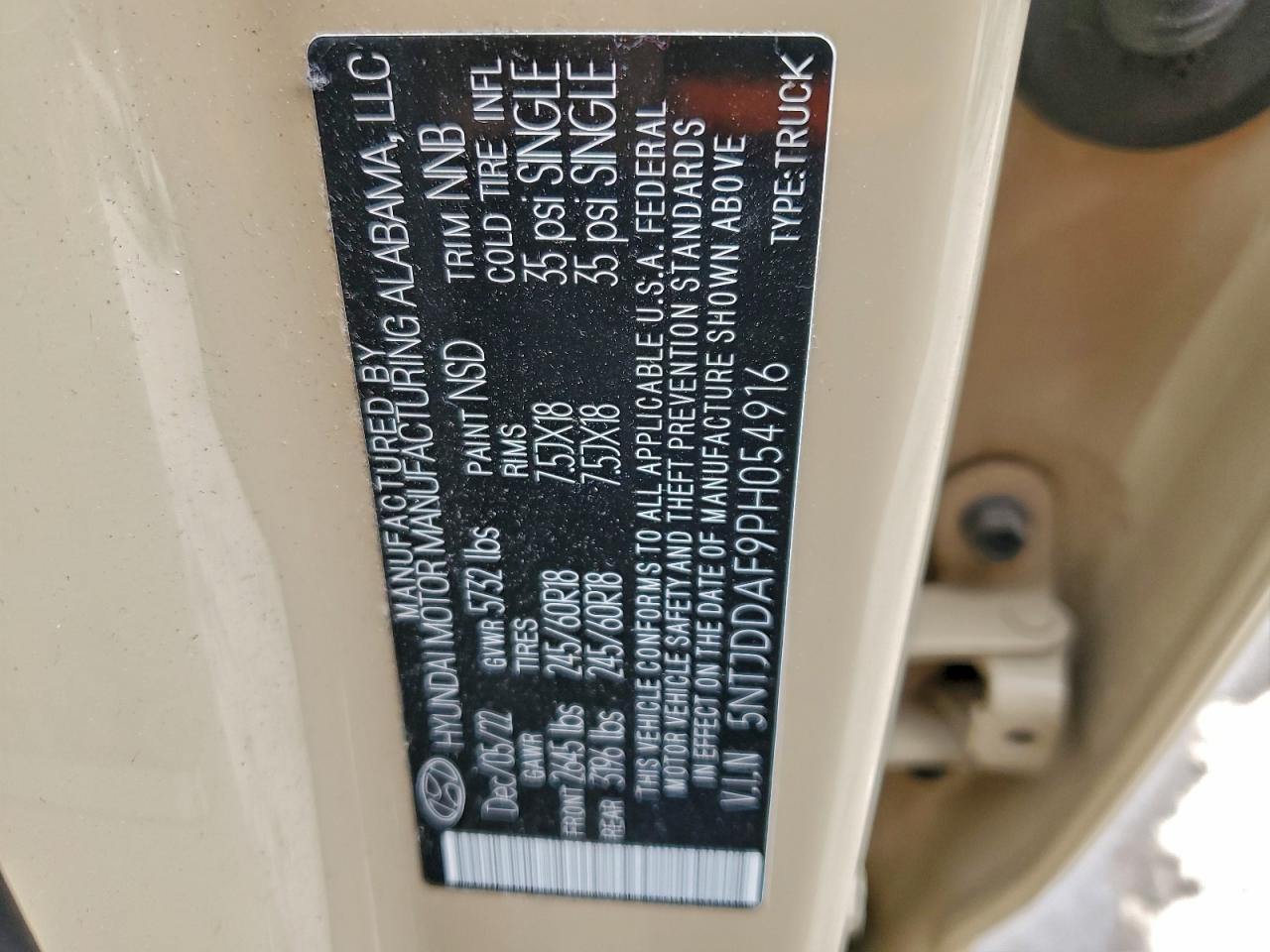 2023 Hyundai Santa Cruz Sel Premium VIN: 5NTJDDAF9PH054916 Lot: 93862555