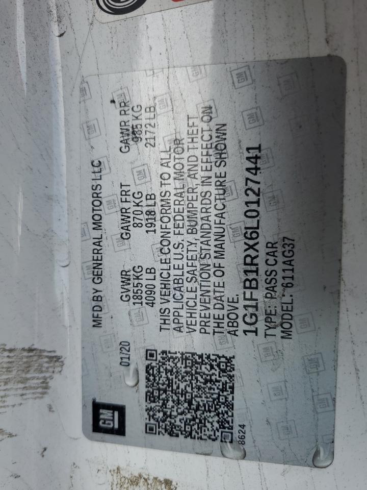 2020 Chevrolet Camaro Ls VIN: 1G1FB1RX6L0127441 Lot: 92358145