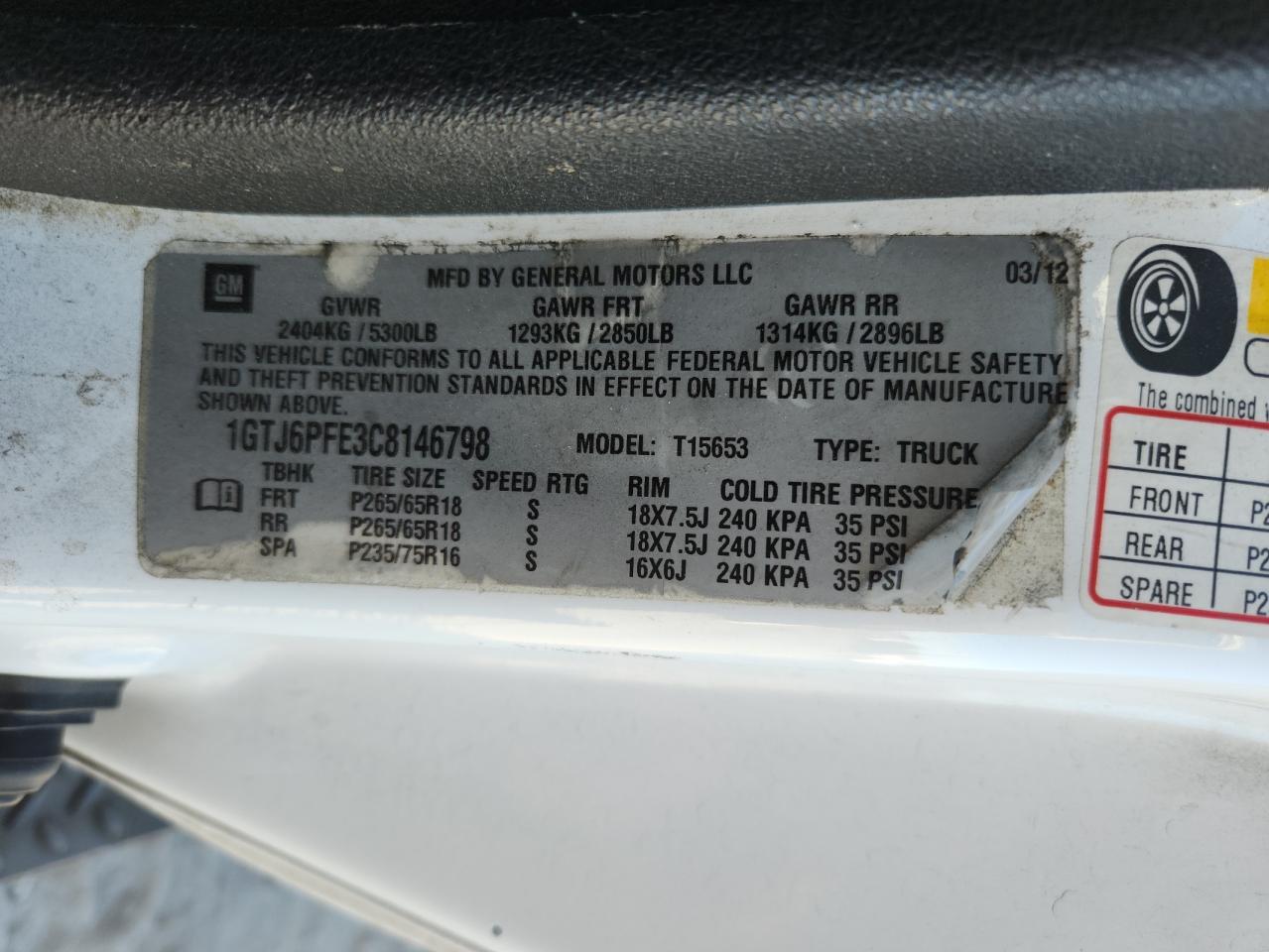 2012 GMC Canyon Sle-2 VIN: 1GTJ6PFE3C8146798 Lot: 93315115